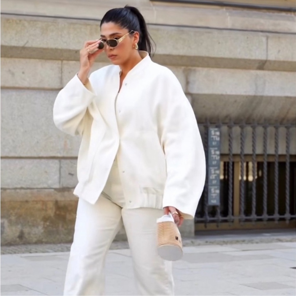 Zara OVERSIZED LINEN BLEND BOMBER